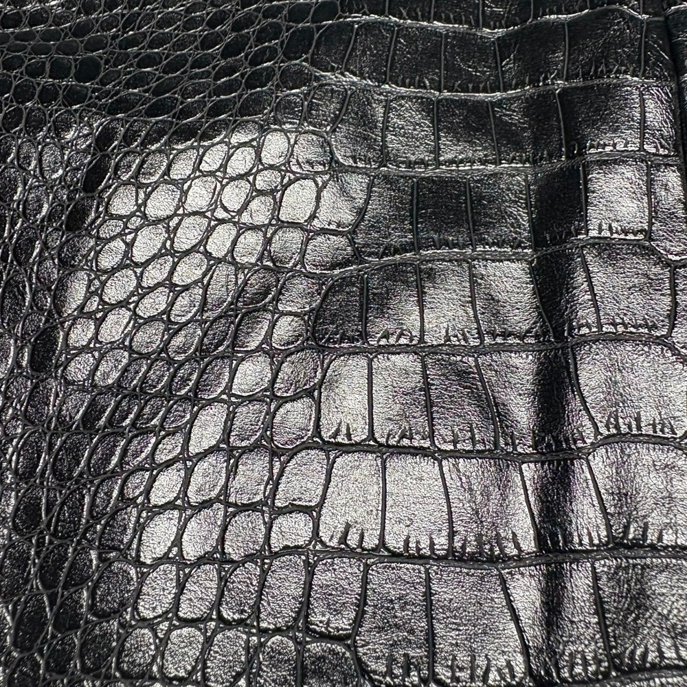 Calvin Klein Mini Skirt 2 Black Faux Leather Crocodile Embossed High Waist - Picture 4 of 7